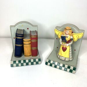 Jan Shade Lynch Vintage Guardian Angel Books Music Box Bookends Decor 1995